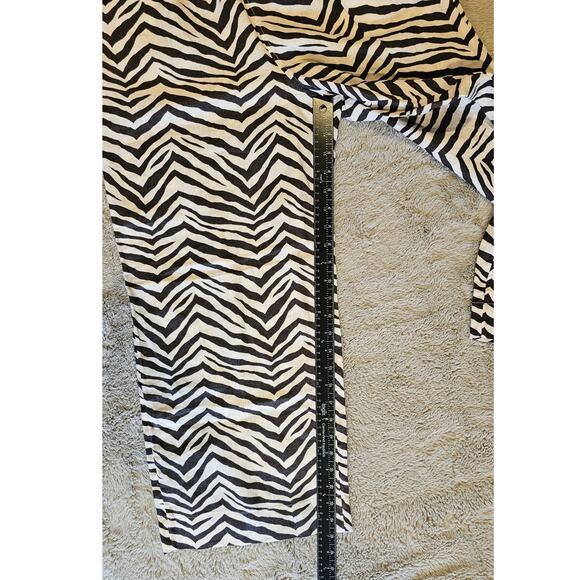 Tahari 100% Linen Pants, Wide-Leg Elastic Waist Zebra Animal Print Sz S New - Picture 7 of 9
